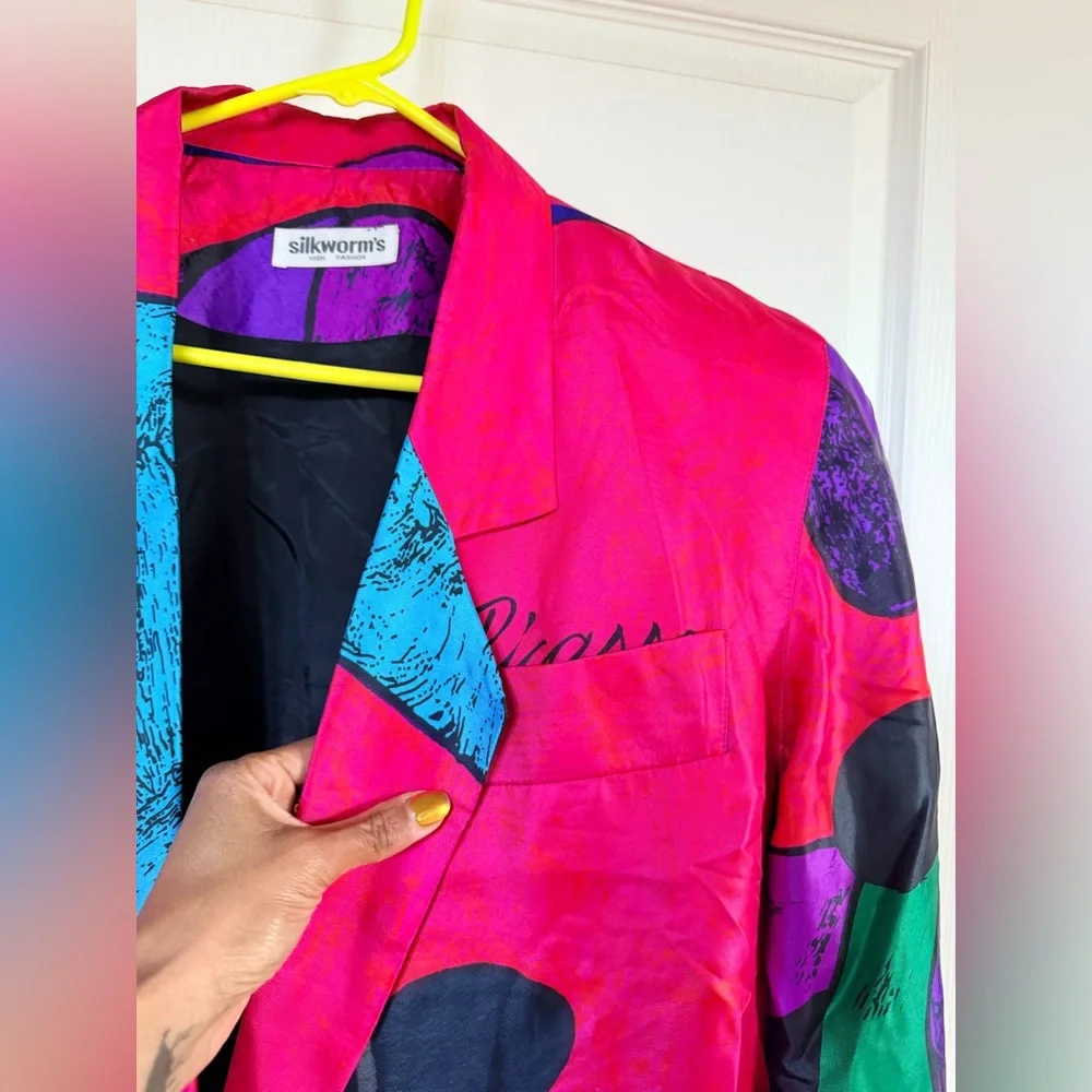 Vintage Picasso Print Silk Blazer - Picture 11 of 13